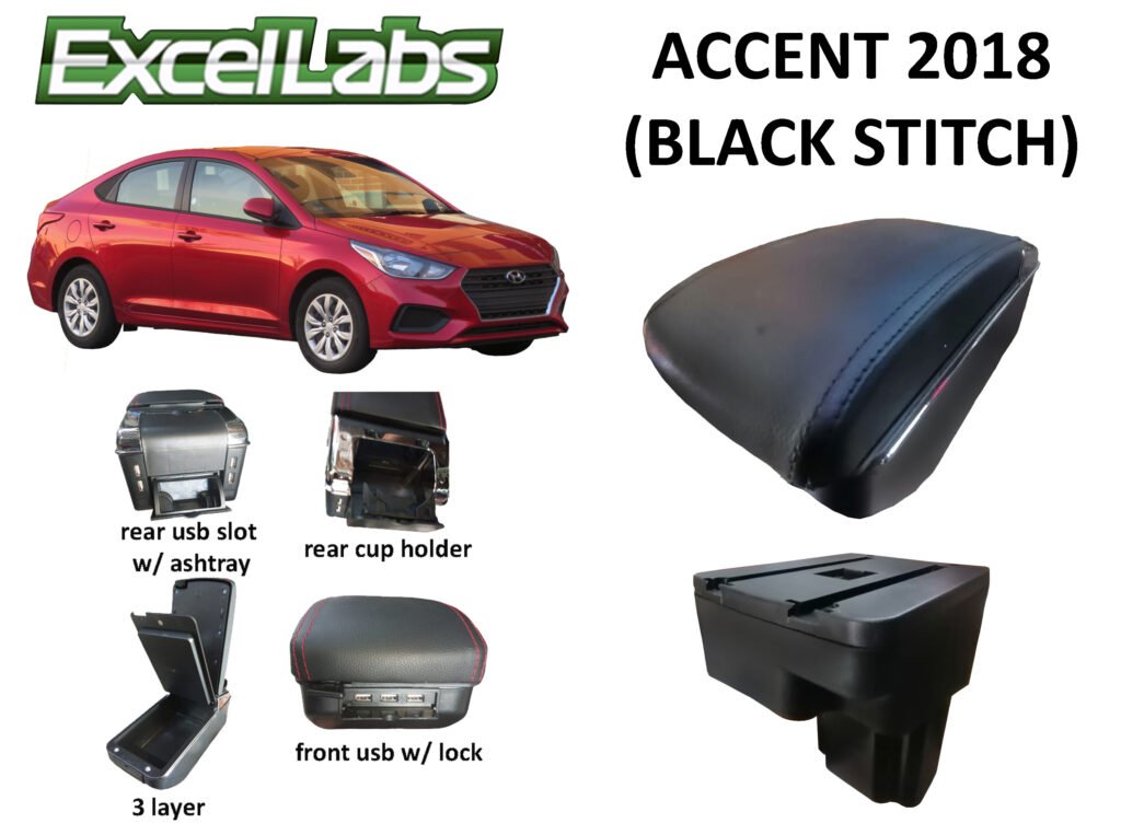 ACCENT 2018  ARM REST / CONSOLE BOX (BLACK STITCH)