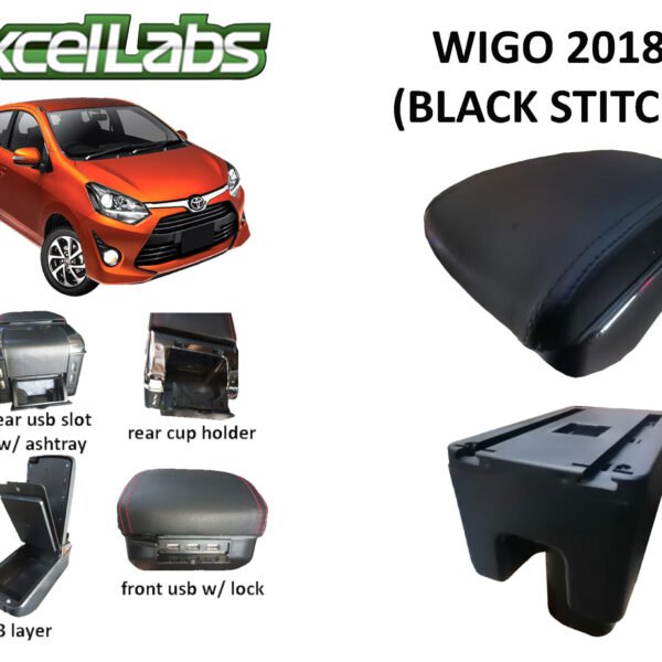 WIGO 2018 ARM REST / CONSOLE BOX (BLACK STITCHES)