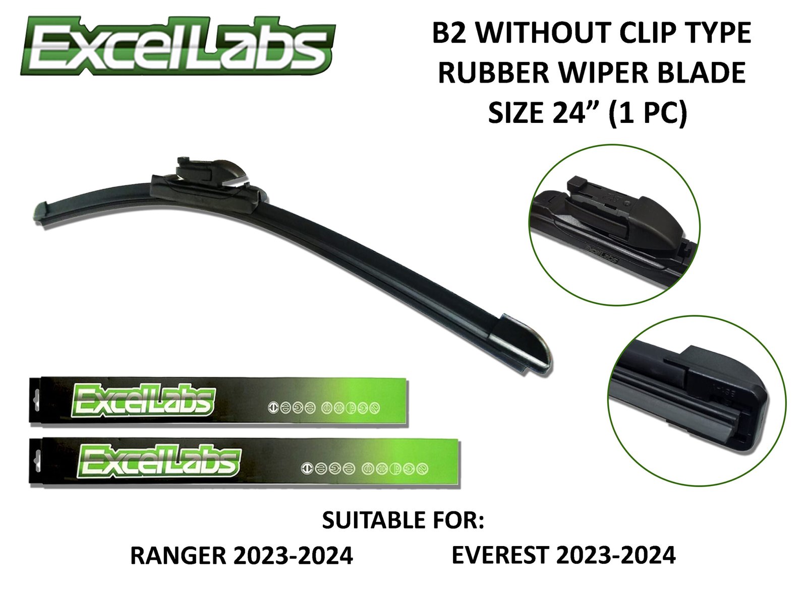 EXCELLABS RUBBER WIPER BLADE SIZE 24" (B2 WITHOUT CLIP)