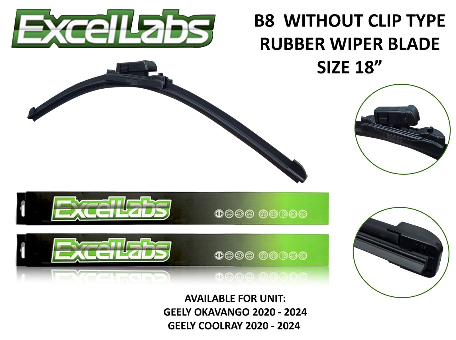 EXCELLABS RUBBER WIPER BLADE SIZE 18" (B8)