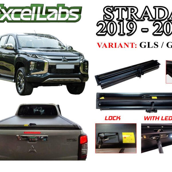 STRADA / TRITON GLS, GLX 2016-2023 ALUMINUM ROLLER LID COVER WITH LOCK AND LED / WITH OUT ROLLBAR (BLACK)