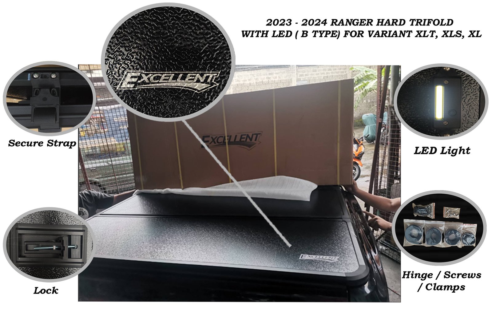 RANGER 2023-2024 HARD TRIFOLD WITH LED B TYPE XLT, XLS and XL VARIANTS