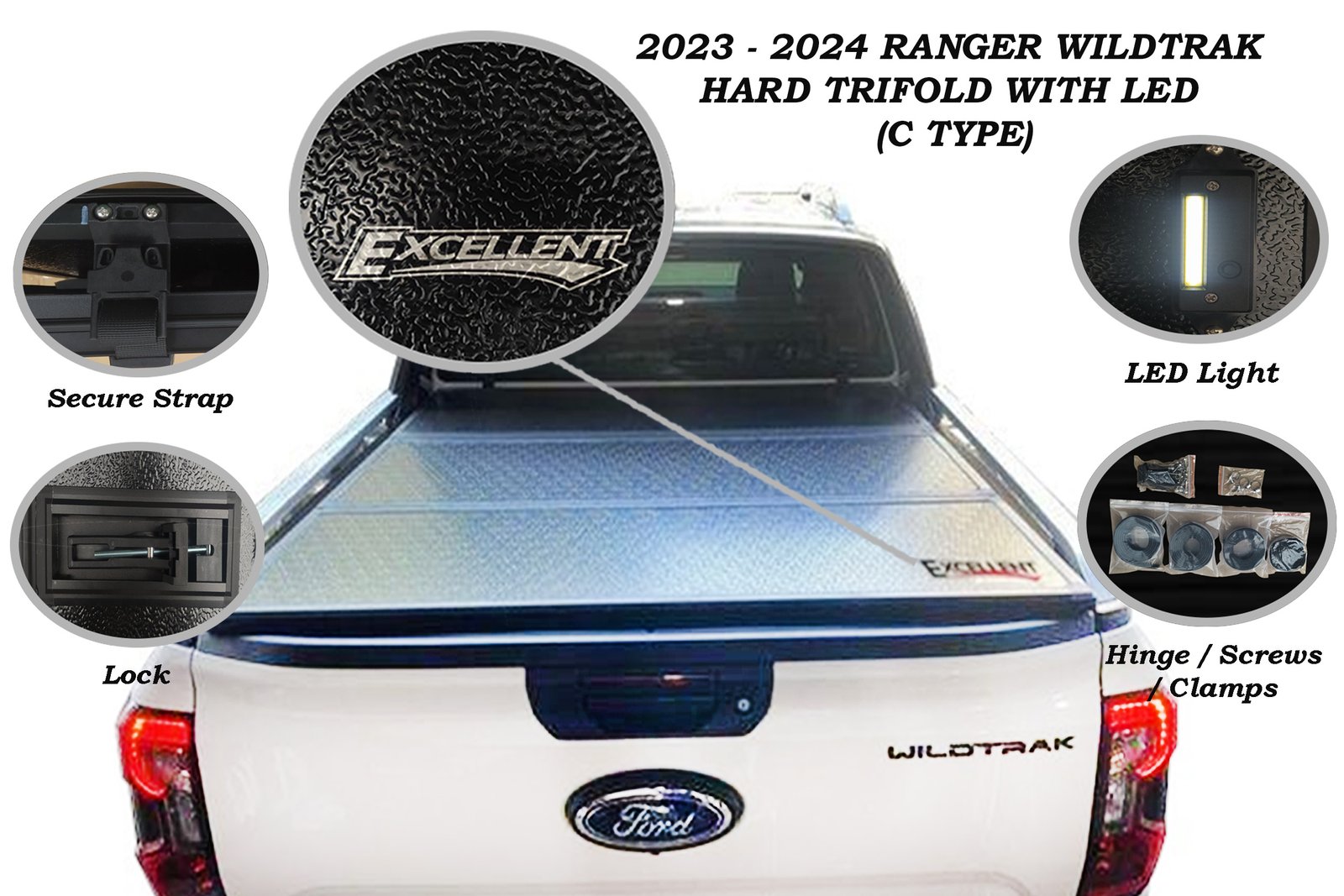 RANGER WILDTRAK 2023-2024 HARD TRIFOLD WITH LED C TYPE