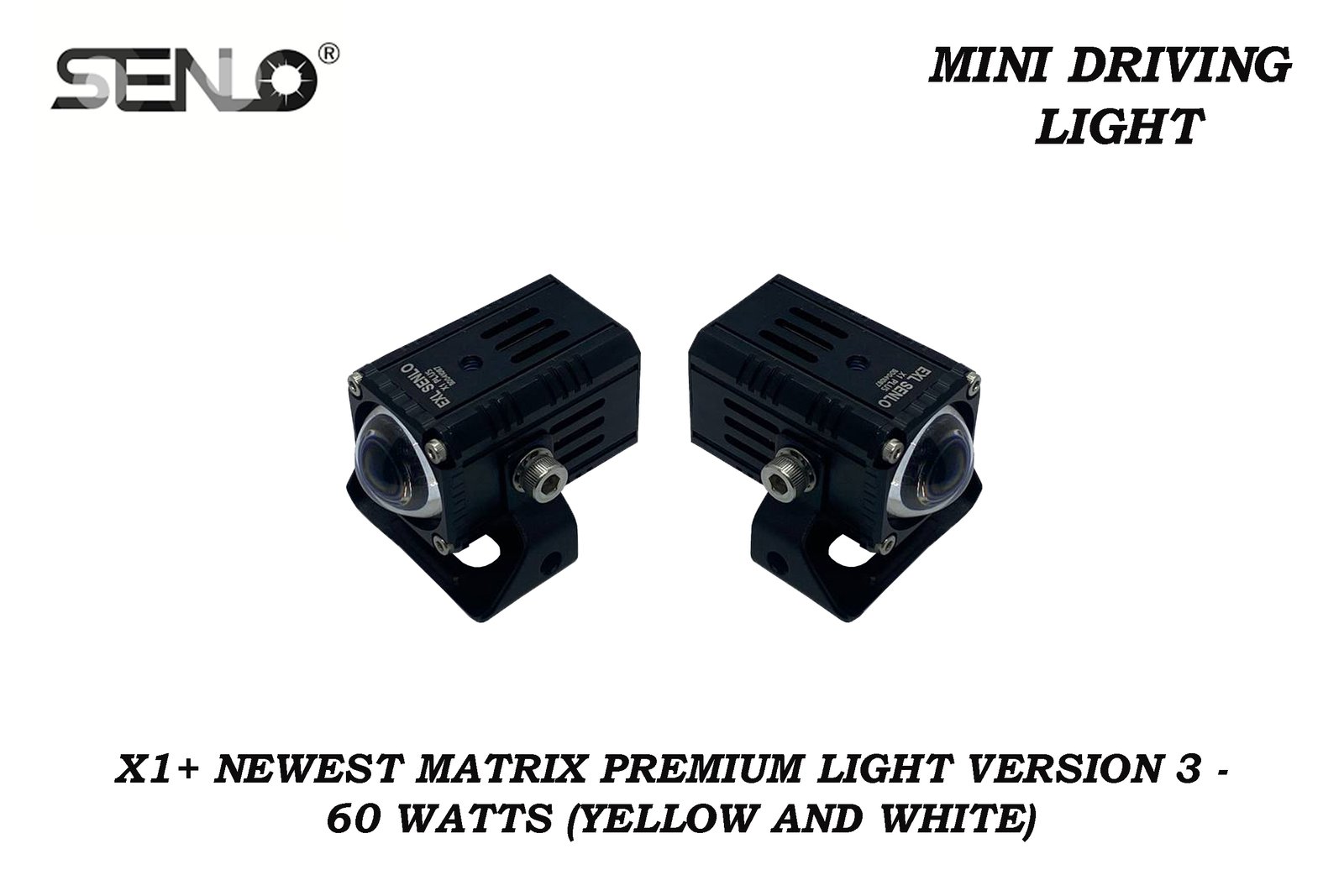 SENLO MINI DRIVING LIGHT: X1+ NEWEST MATRIX PREMIUM LIGHT VERSION 3 - 60 WATTS (YELLOW AND WHITE)