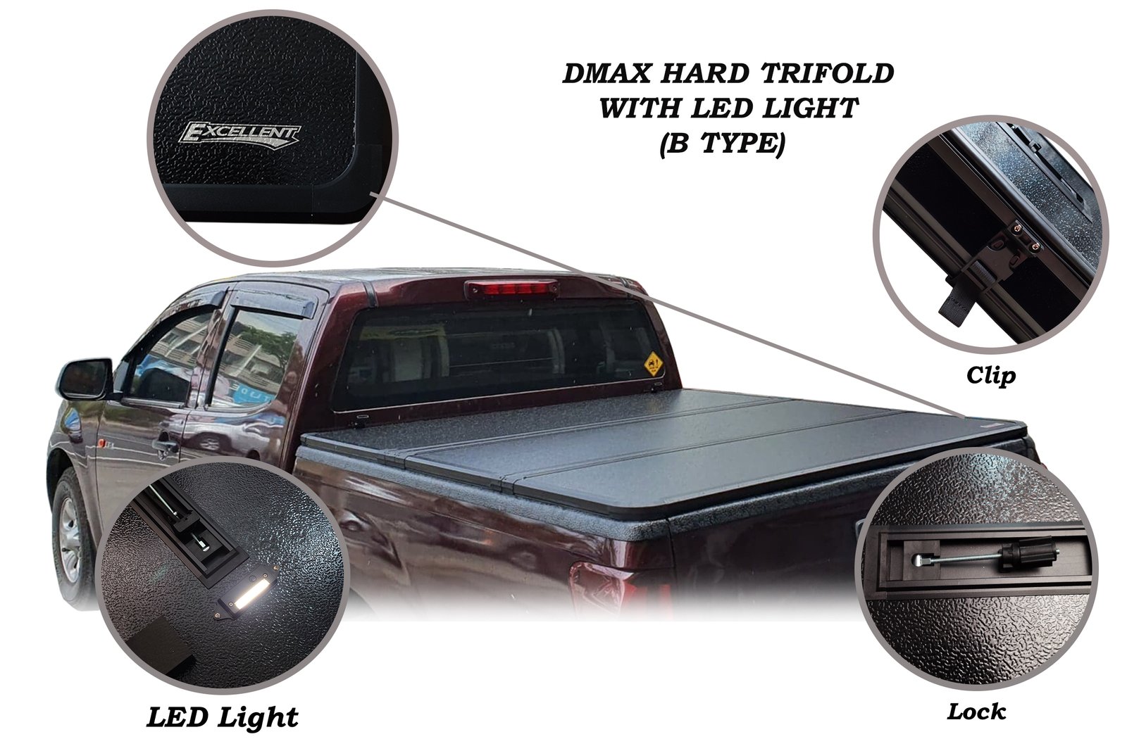 ISUZU DMAX 2021 - 2025 HARD TRIFOLD WITH LED LIGHT (B TYPE)