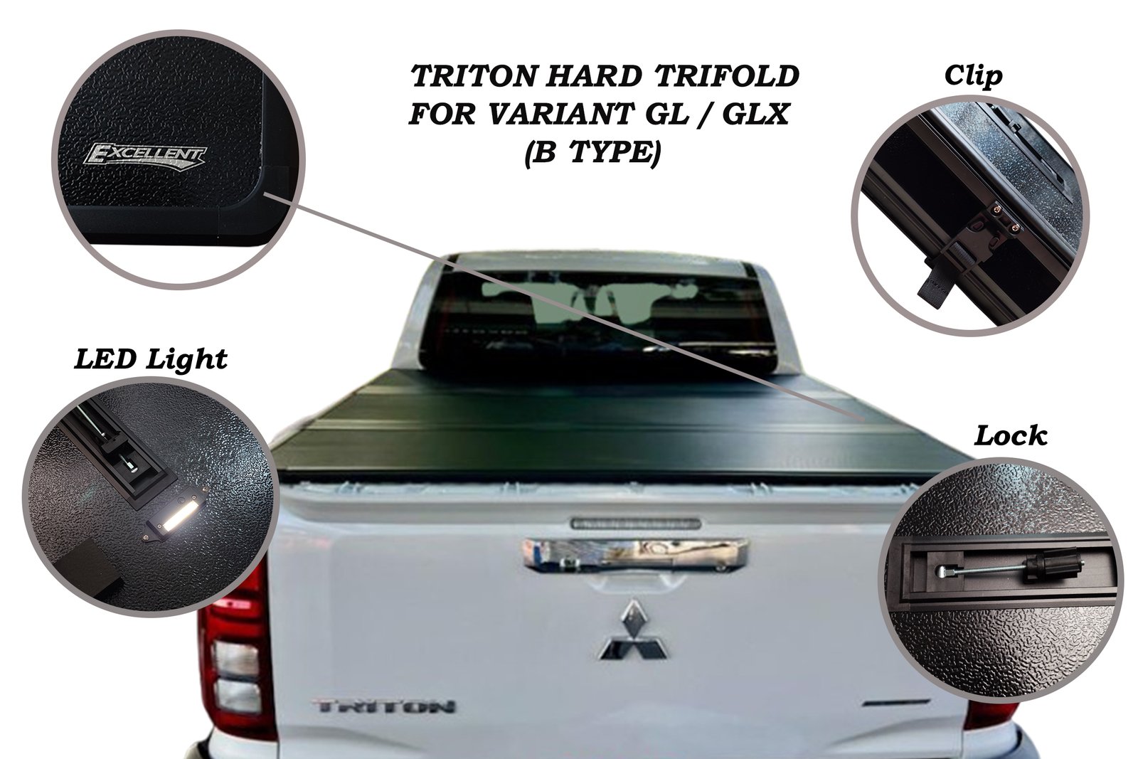 MITSUBISHI TRITON GL / GLX 2024 - 2025 HARD TRIFOLD WITH LED (B TYPE)