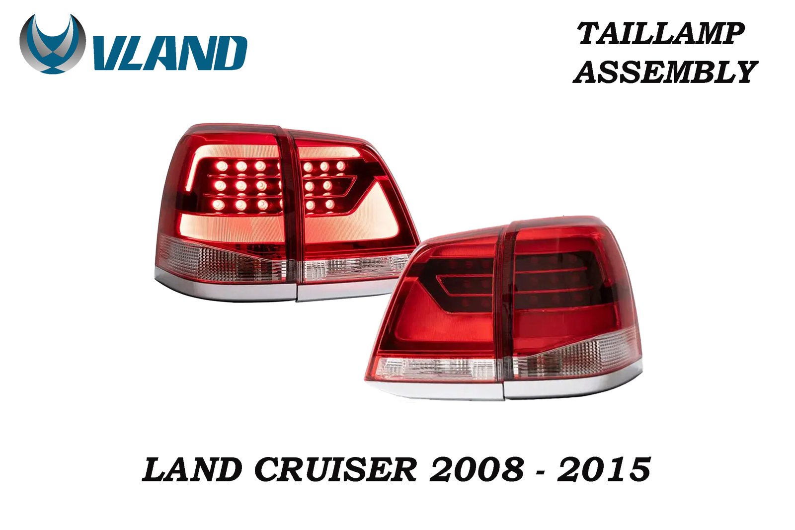 LAND CRUISER 2008 - 2015 VLAND TAIL LIGHT ASSEMBLY RED AND CLEAR