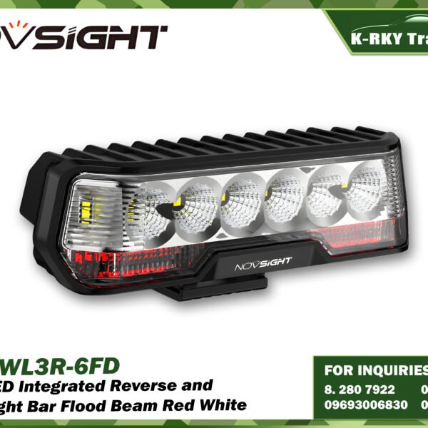 6 Inch LED Integrated Reverse and Brake Light Bar Flood Beam Red White