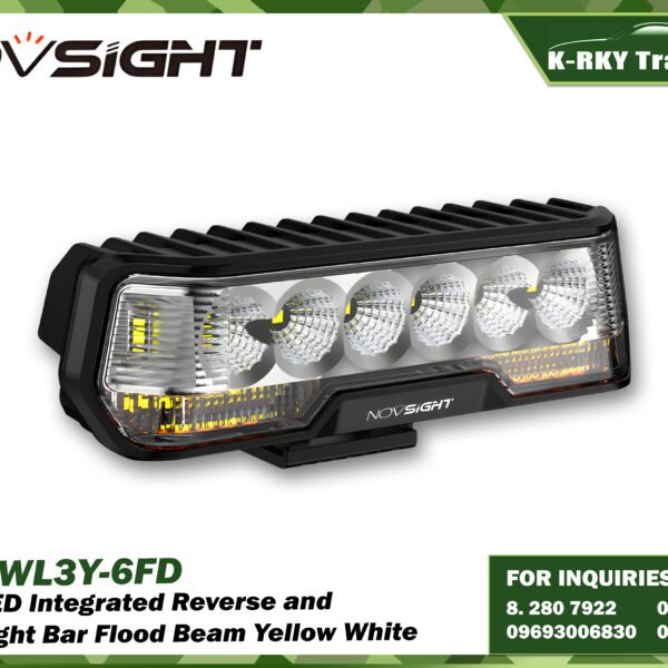 6 Inch LED Integrated Reverse and Brake Light Bar Flood Beam Yellow White