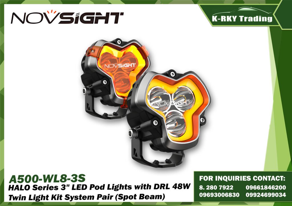 HALO Series 3" LED Pod Lights with DRL 48W Twin Light Kit System Pair (Spot Beam)