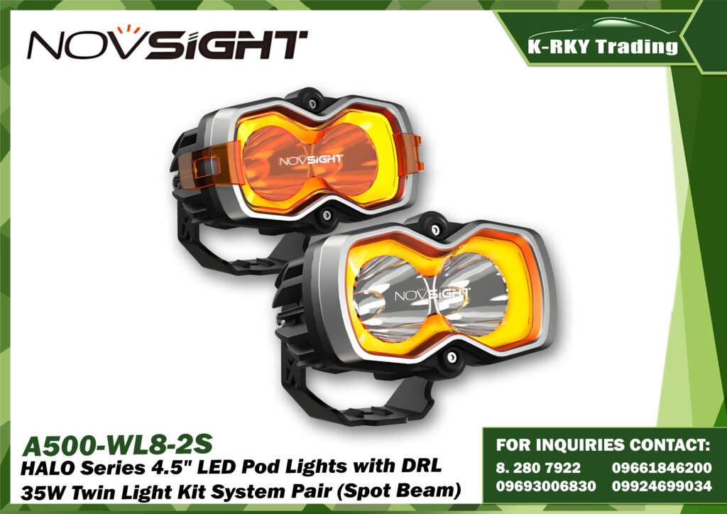 halo-series-4-5-led-pod-lights-with-drl-35w-twin-light-kit-system-pair-spot-beam