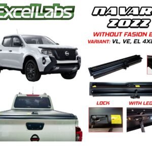 NAVARA 2016 - 2024 ALUMINUM MANUAL ROLLER LID COVER WITH LOCK AND LED (BLACK)