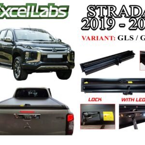 STRADA / TRITON GLS, GLX 2016-2023 ALUMINUM ROLLER LID COVER WITH LOCK AND LED / WITH OUT ROLLBAR (BLACK)