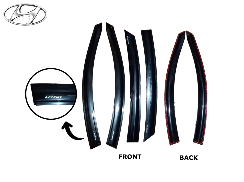HYUNDAI ACCENT HATCHBACK 2012-2018 DOOR VISOR BLACK INJECTION