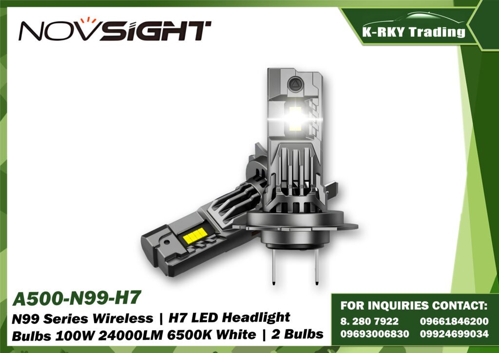 N99 Series Wireless | H7 LED Headlight Bulbs 100W 24000LM 6500K White | 2 Bulbs