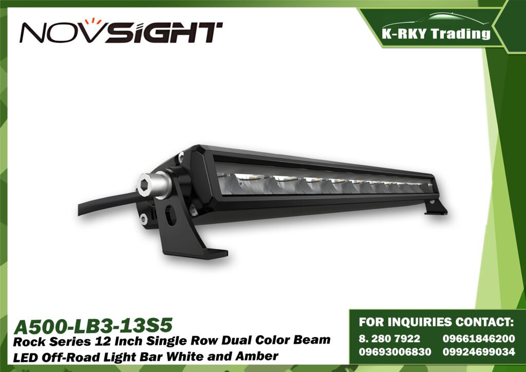 Rock Series 12 Inch Single Row Dual Color Beam LED Off-Road Light Bar White and Amber