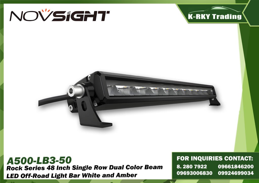 Rock Series 48 Inch Single Row Dual Color Beam LED Off-Road Light Bar White and Amber