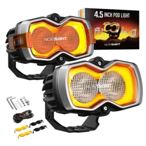 HALO Series 4.5" LED Pod Lights with DRL 35W Twin Light Kit System Pair (Flood Beam)