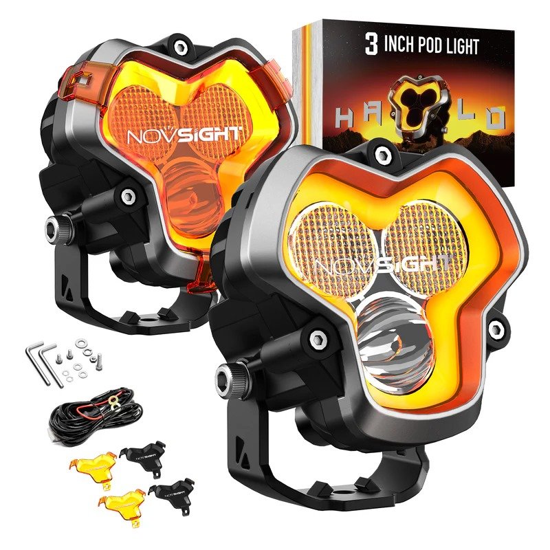 HALO Series 3" LED Pod Lights with DRL 48W Twin Light Kit System Pair (Combined Beam)