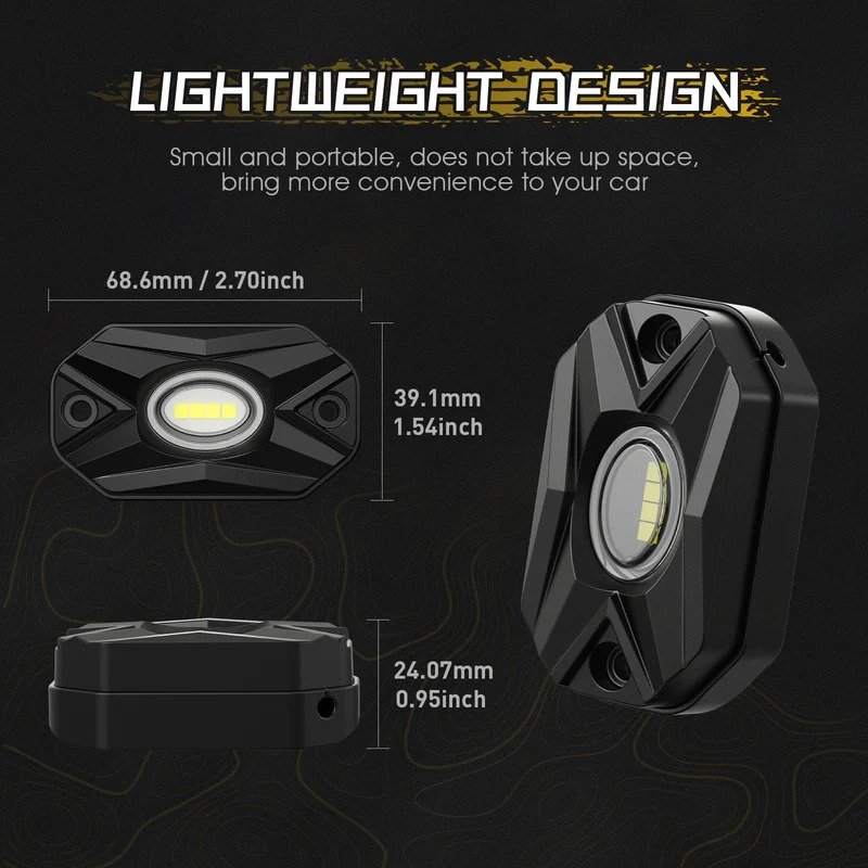 LED Rock Lights Kit White Light Flood Beam (4 Pods)